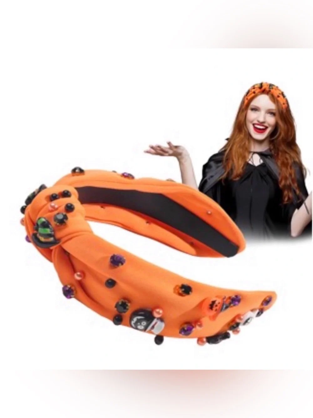 Ivyu Orange Embellished Halloween Headband